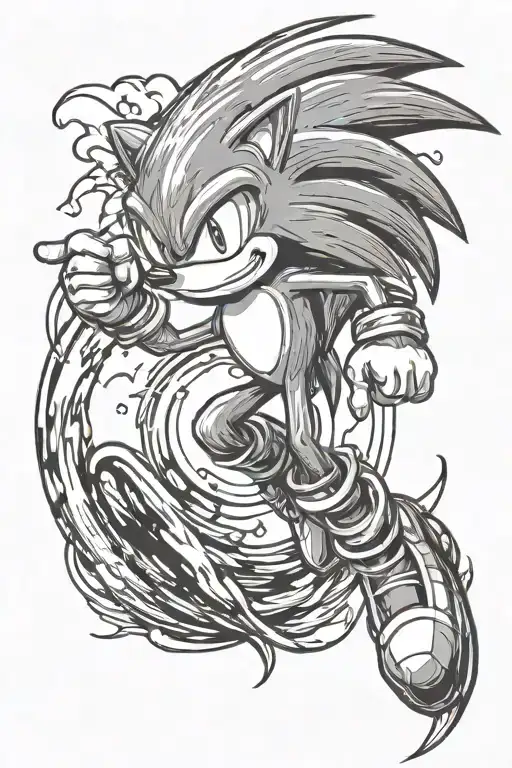 Sonic the hedgehog running tattoo design idea