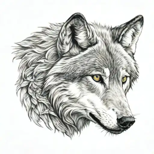 gray wolf tattoo design idea