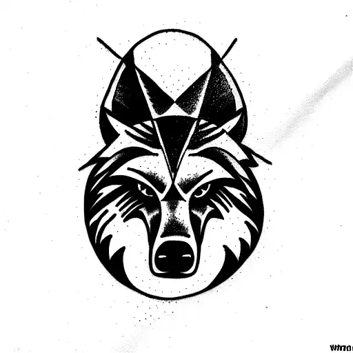 lobo con rayo tattoo design idea