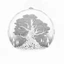 Moonlit warrior scaling a giant tree tattoo design idea