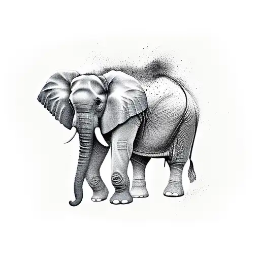 4 people touching elephant tattoo design idea