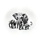 4 humans touching elephant tattoo design idea
