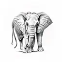 4 humans touching elephant tattoo design idea