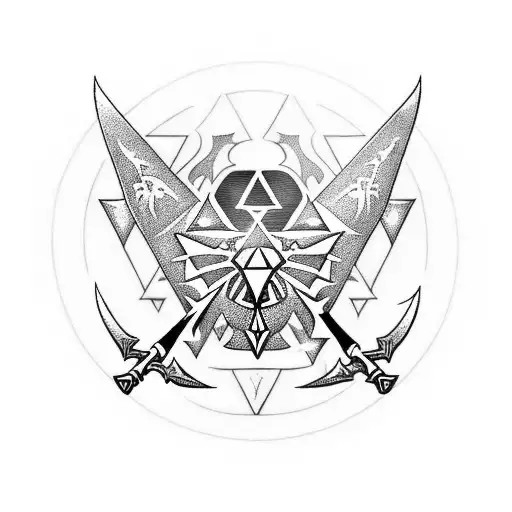 The Master Sword from Legend of Zelda and the Triforce tattoo design idea