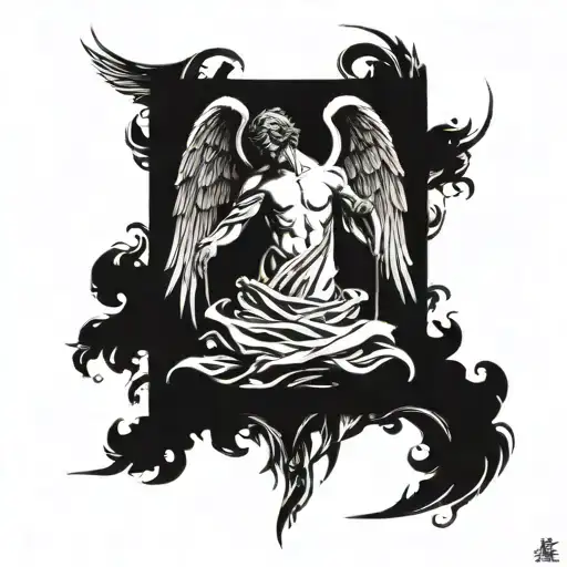 Man angel silhouette tattoo design idea