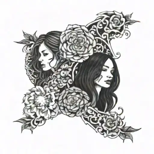1 sister and 3 brothers  tattoo design idea