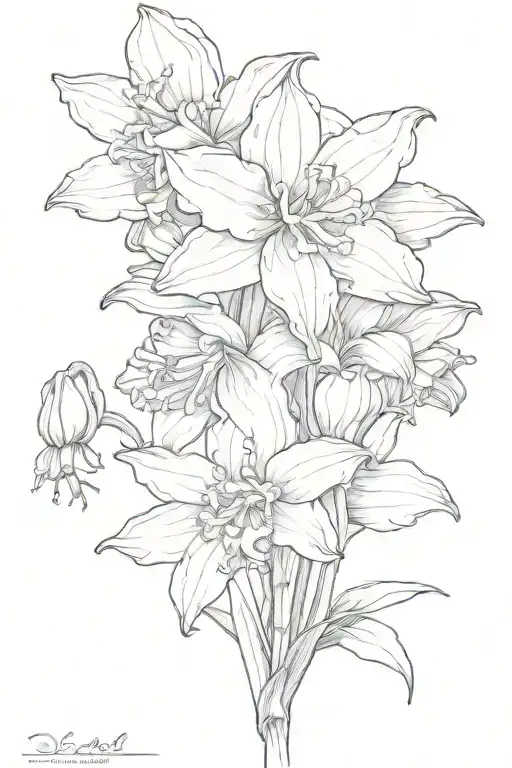 daffodil lily of valley tattoo design idea