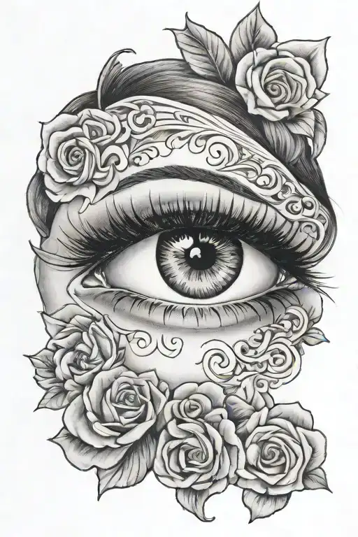 Name allison with one Eye with eyebrow pencil tattoo design idea