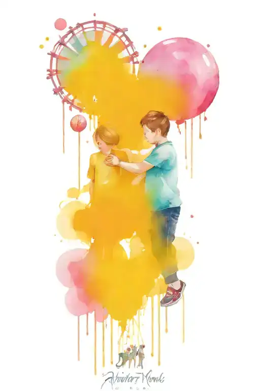 boy and mom amusement park  tattoo design idea