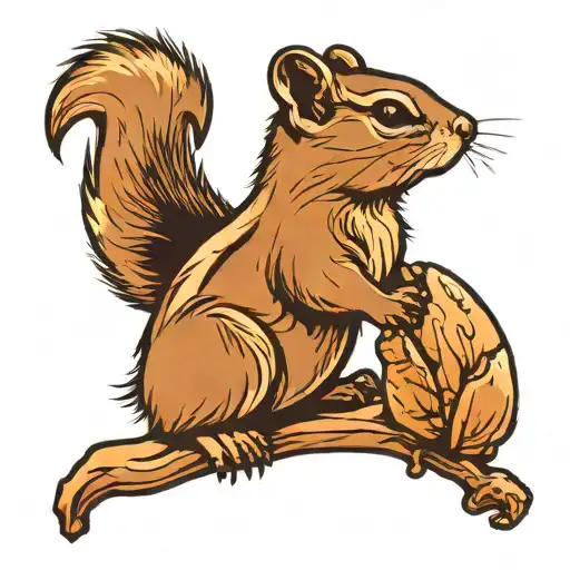 simple outline of a chipmunk with its paws up and a fluffy upward tail tattoo design idea