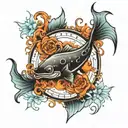 alchemy pisces sign tattoo design idea