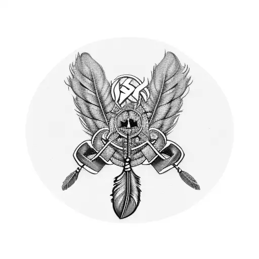 Feather general medal letter k time tattoo design idea