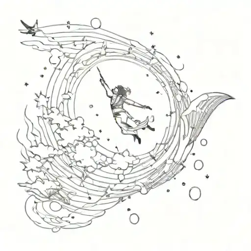 Abstract representation of freefalling through the sky tattoo design idea