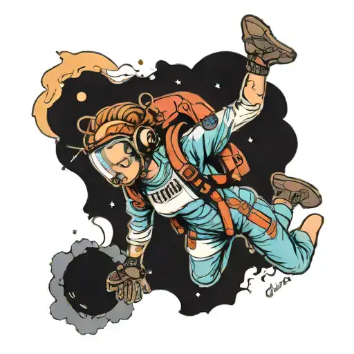 skydive girl head down freefly parachute cosmos tattoo design idea