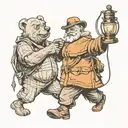 old man with bear holding a lantern shining light tattoo design idea