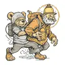 old man with bear holding a lantern shining light tattoo design idea