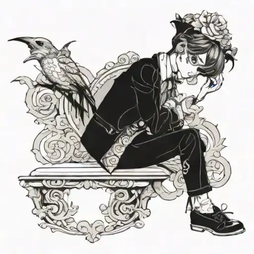 boy in lolita fashion tattoo design idea