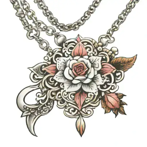 lolita necklace tattoo design idea