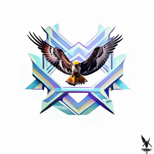 Hawk with outstretched wings and a cross tattoo design idea