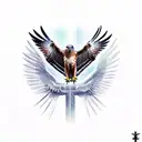 Hawk with outstretched wings and a cross tattoo design idea