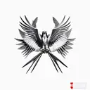 Hawk with outstretched wings and a cross tattoo design idea