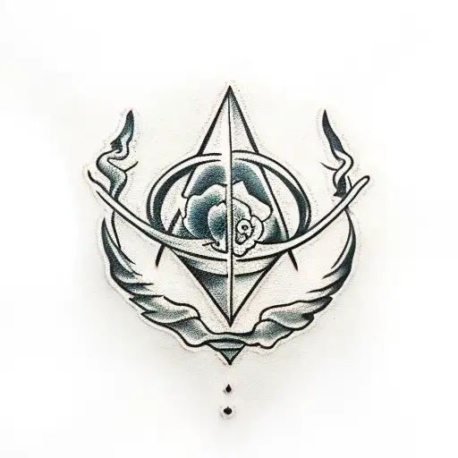 deathly hallows, snitch, peony tattoo design idea