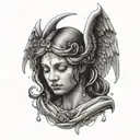 crying angel tattoo design idea