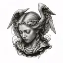 crying angel tattoo design idea