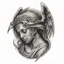 crying angel tattoo design idea