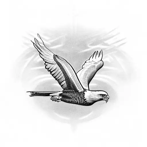 car pistons as an X with a bald eagle in the front  tattoo design idea