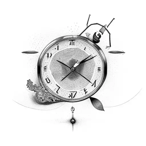 broken clock with the word patience  tattoo design idea