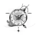 broken clock with the word patience  tattoo design idea