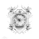 broken clock with the word patience  tattoo design idea