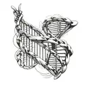 Dna strang in helix form, abwechslend lebendig ,brüchig und tot tattoo design idea