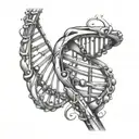 Dna strang in helix form, abwechslend lebendig ,brüchig und tot tattoo design idea