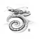 Butterfly snake tattoo design idea