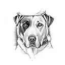 Labrador in the woods with a man  tattoo design idea