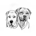 Labrador in the woods with a man  tattoo design idea