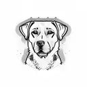 Labrador in the woods with a man  tattoo design idea