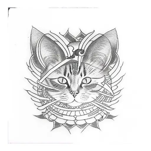 cat 3 eyes protector tattoo design idea