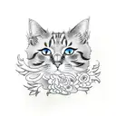 cat 3 eyes protector tattoo design idea