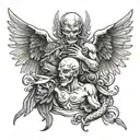 angel cutting down dragons head  tattoo design idea