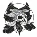 indigenous skull eagle soaring tattoo design idea