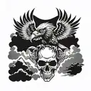 indigenous skull eagle soaring tattoo design idea