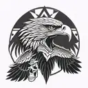 indigenous skull eagle soaring tattoo design idea