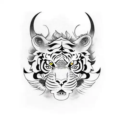 Dragon and tiger  tattoo design idea