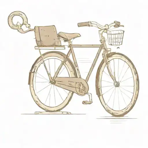a bicycle, with a simple dress laying over the seat, handcuffs on the handle bar, cowboy boots in front of the wheel and tattoo design idea