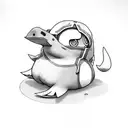 Psyduck realistic dark eyes tattoo design idea