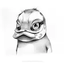 Psyduck realistic dark eyes tattoo design idea