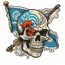 skull with korean flag tattoo design idea